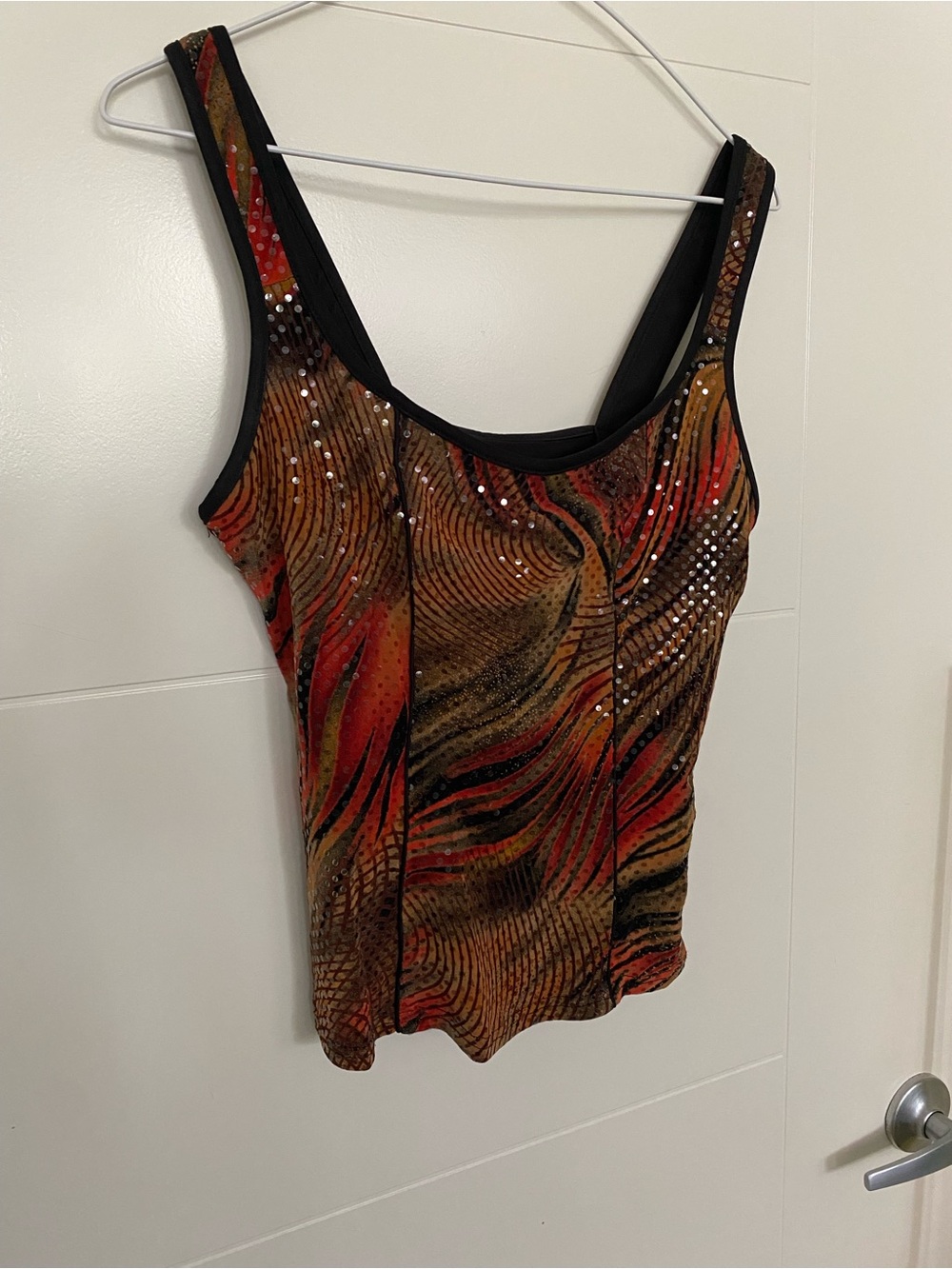 Joseph Ribkoff Red and Brown Patterned Tank Top - vintage